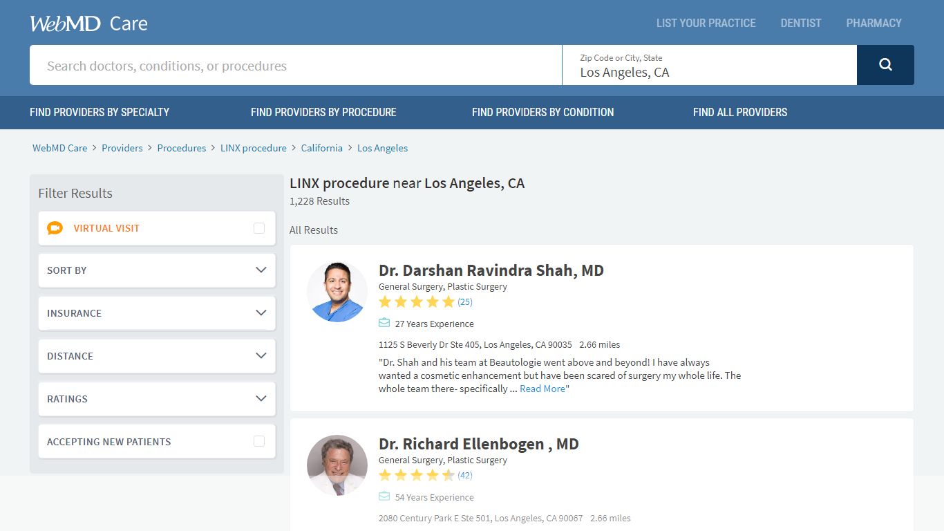 LINX procedure near Los Angeles, CA | WebMD Physician Directory
